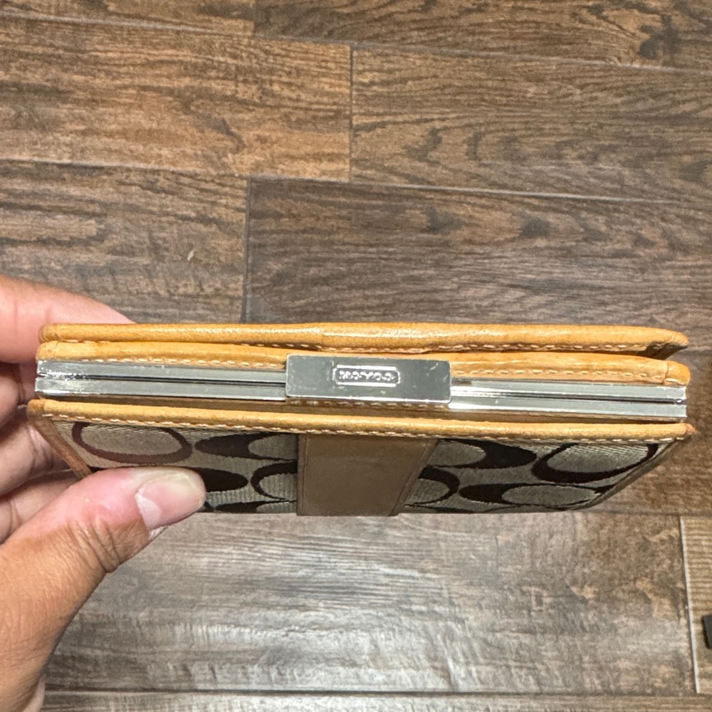 COACH Signature Canvas Wallet in Brown and Tan - Picture 10 of 11